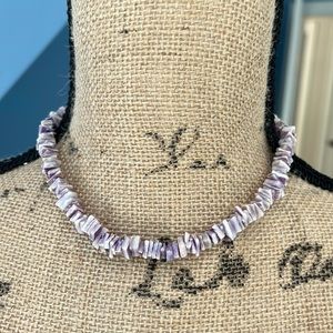 Purple shell choker necklace 14”